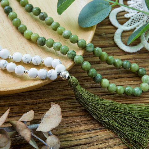 Green Jade Howlite Bead Necklace-ToShay.org