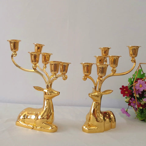 Gold Reindeer Candle Stand-ToShay.org