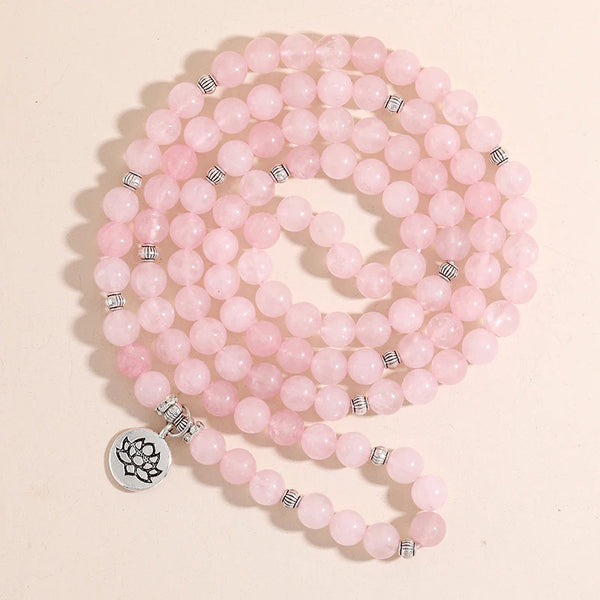 Pink Rose Quartz Mala Beads-ToShay.org