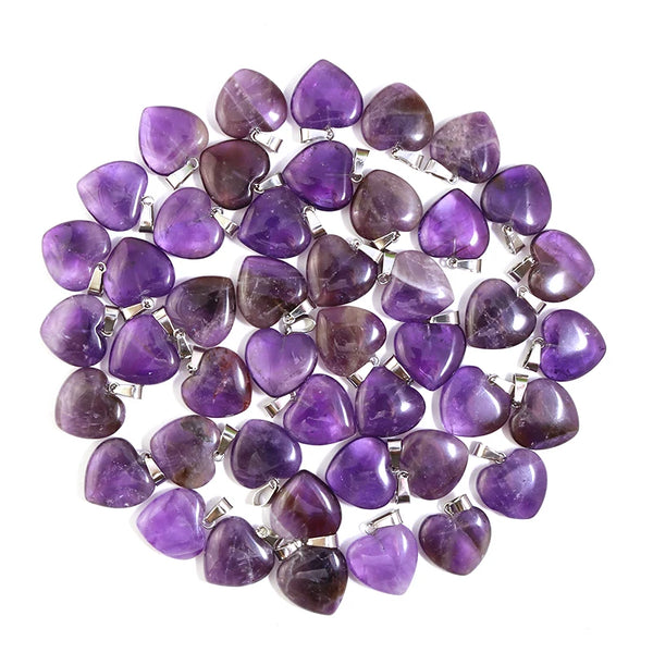Purple Amethyst Heart Pendants-ToShay.org