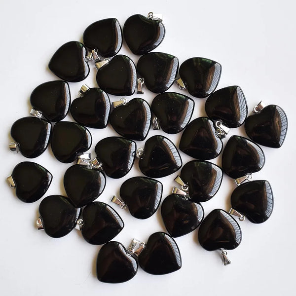 Black Obsidian Heart Pendants-ToShay.org