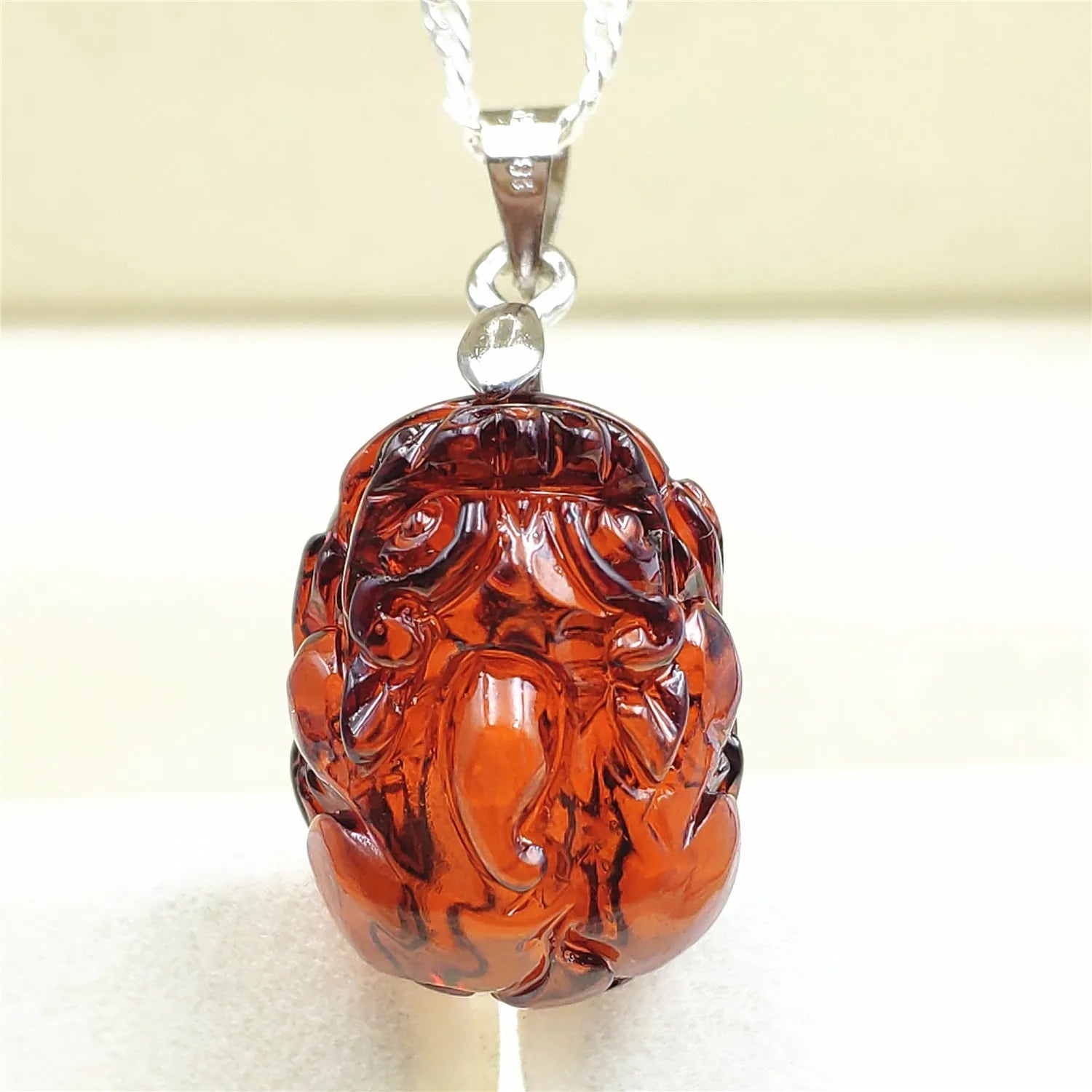 Red Amber Pi Xiu Pendant-ToShay.org