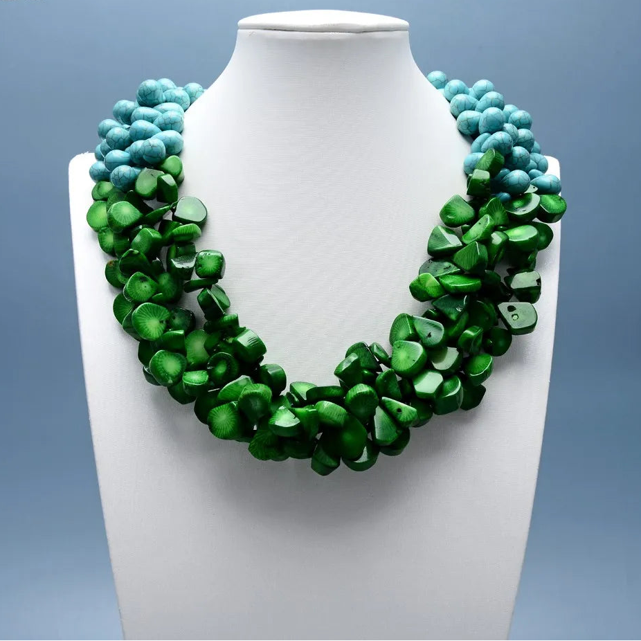 Green Coral Turquoise Necklace-ToShay.org