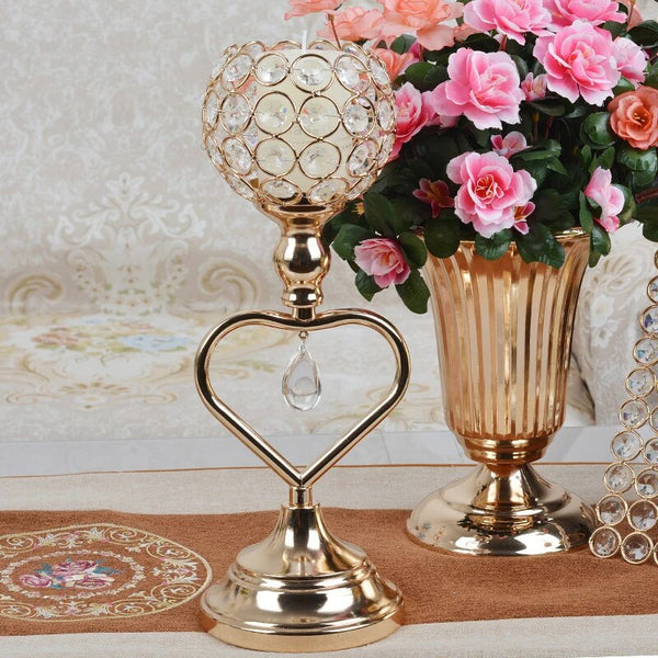 Gold Crystal Heart Candle Stands-ToShay.org