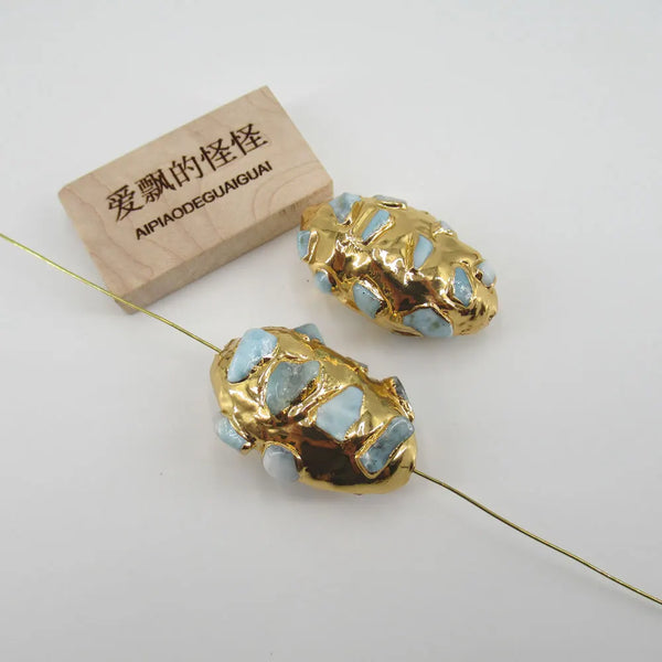 Gold Pave Larimar Beads-ToShay.org