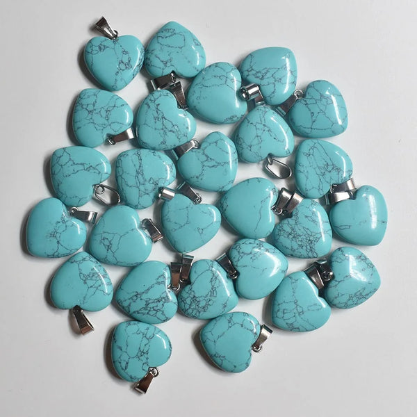 Mixed Agate Heart Pendants-ToShay.org