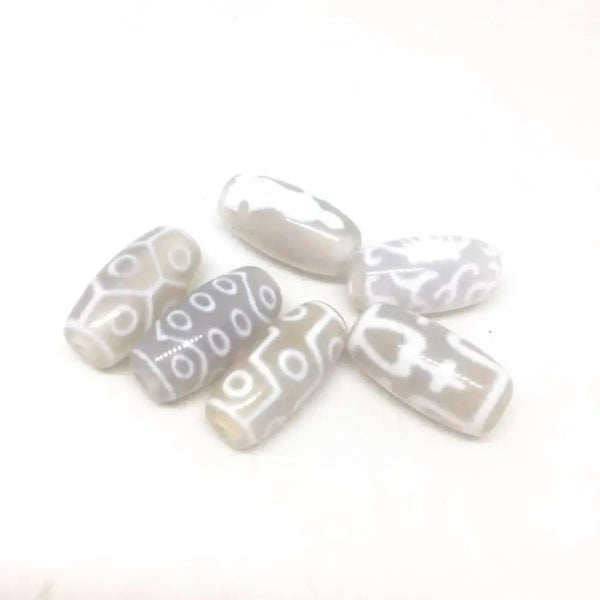 White Agate Dzi Beads-ToShay.org