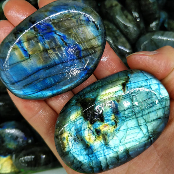 Blue Labradorite Flash Palm Stone-ToShay.org