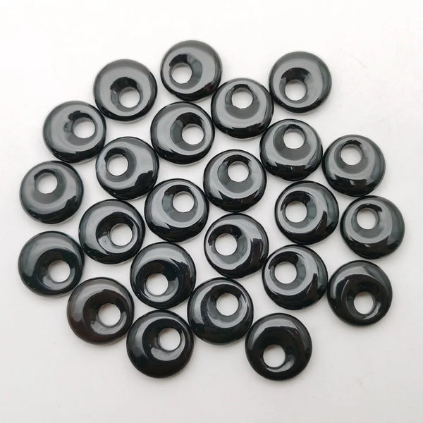 Black Agate Donut Beads-ToShay.org