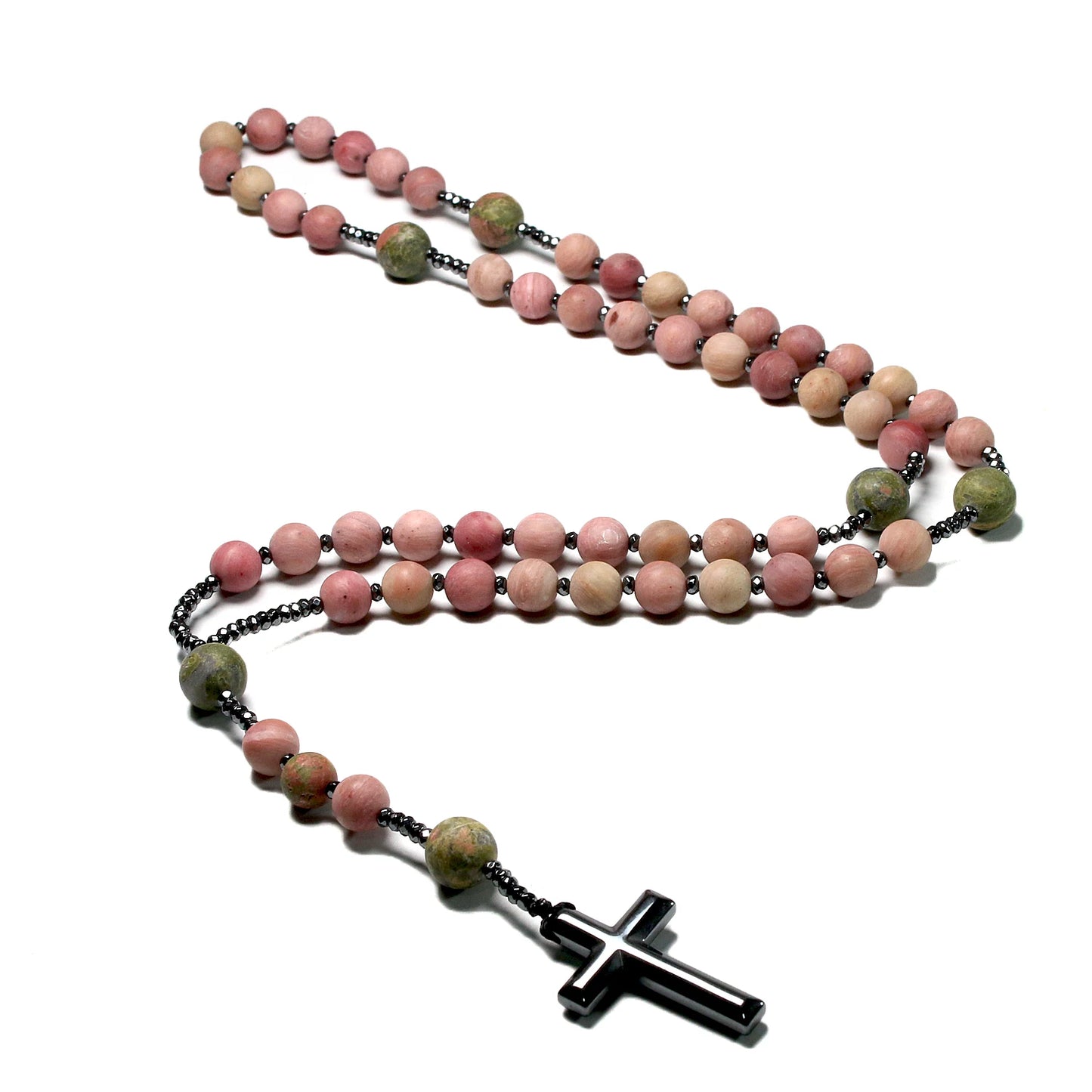 Pink Rhodonite Bead Rosary-ToShay.org