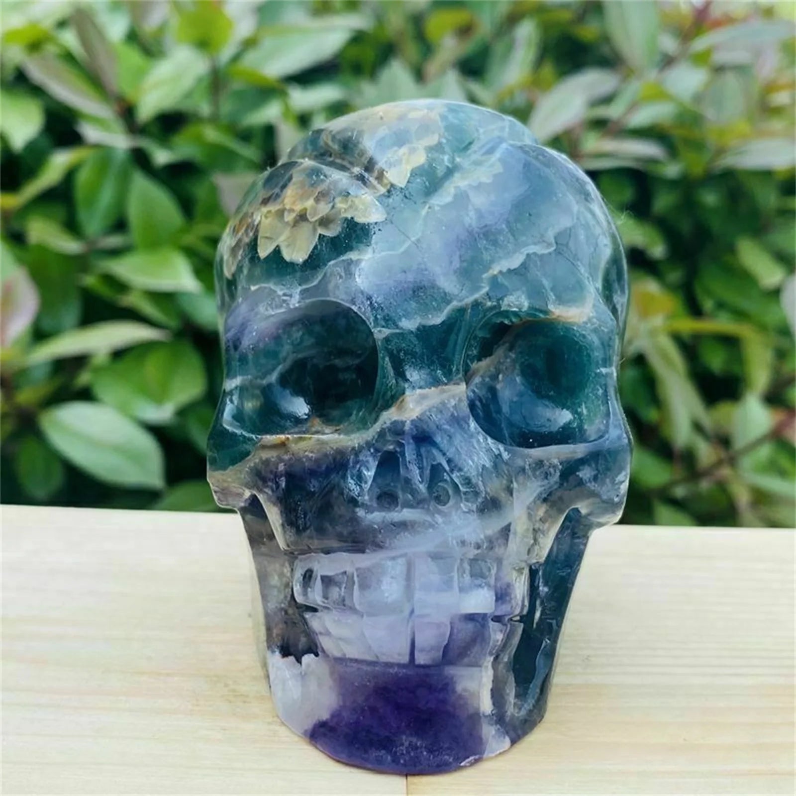 Green Fluorite Quartz Skull-ToShay.org