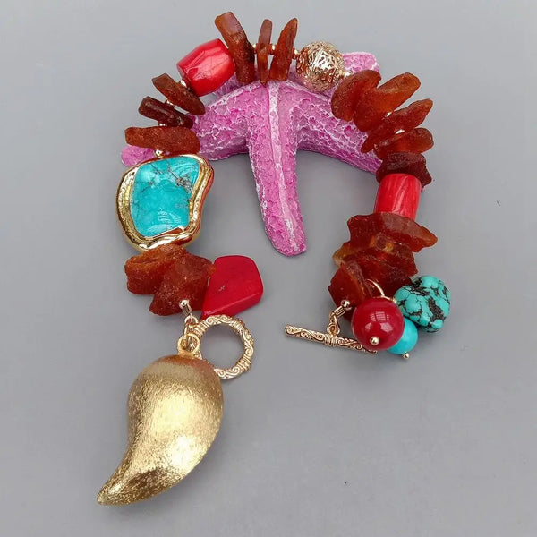 Red Coral Charm Bracelet-ToShay.org