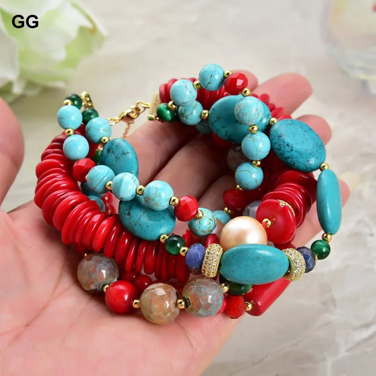 Blue Turquoise Coral Bracelet-ToShay.org