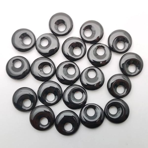 Black Agate Donut Beads-ToShay.org