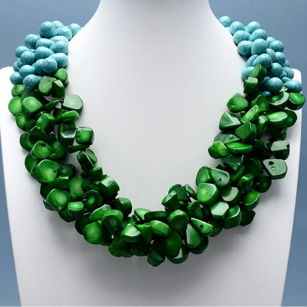 Green Coral Turquoise Necklace-ToShay.org