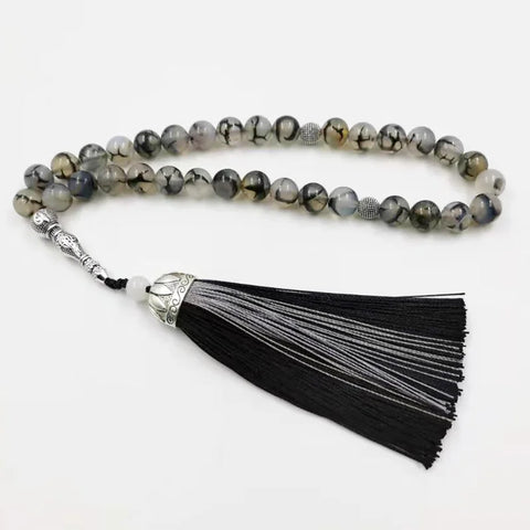 Black Line Agate Prayer Beads-ToShay.org