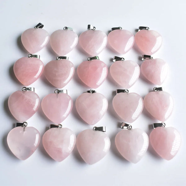 Pink Rose Quartz Heart Pendants-ToShay.org