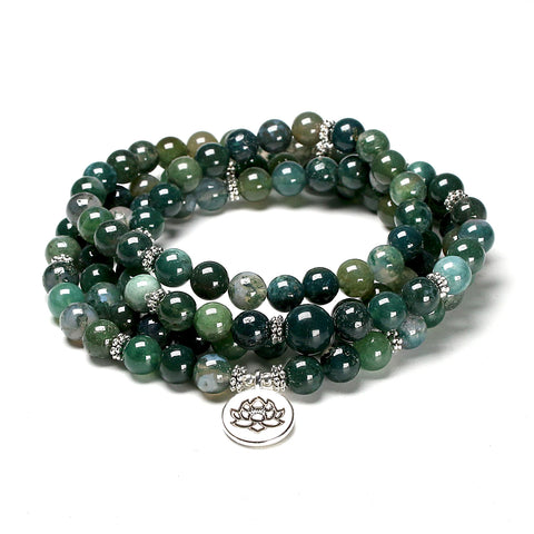 Green Moss Agate Mala Beads-ToShay.org