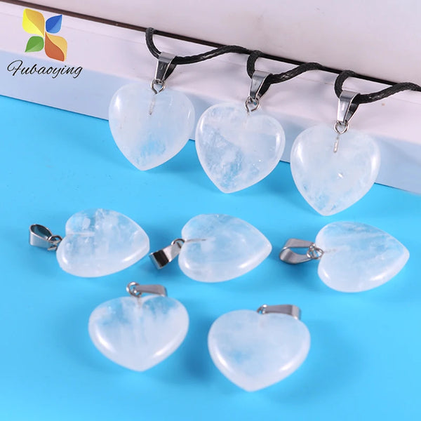White Crystal Heart Pendants-ToShay.org