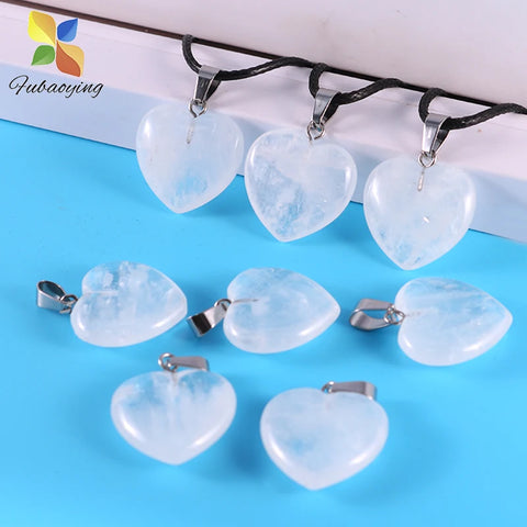 White Crystal Heart Pendants-ToShay.org