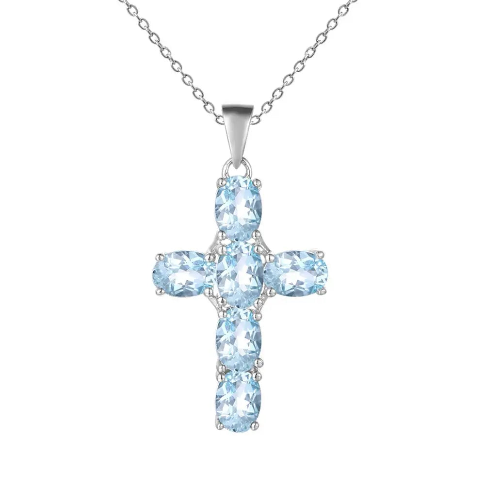 Silver Cross Gemstone Pendant-ToShay.org