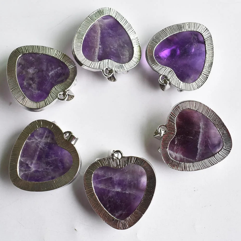 Purple Amethysts Heart Pendant-ToShay.org