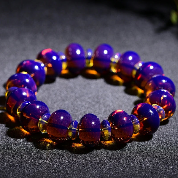 Blue Amber Bead Bracelet-ToShay.org
