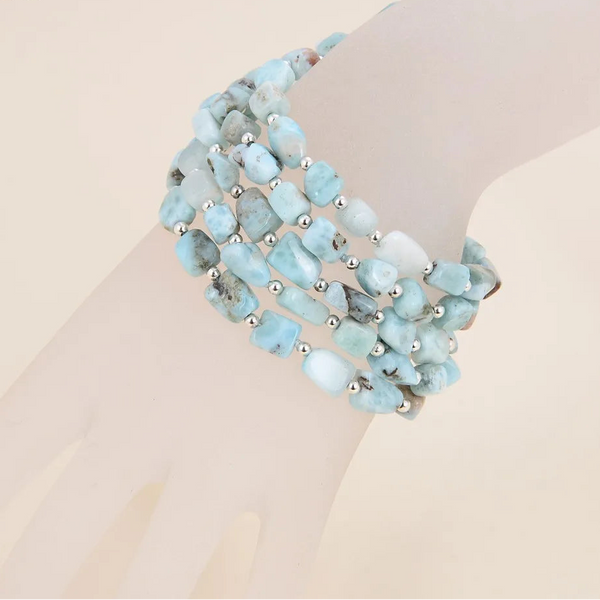 Blue Larimar Bead Bracelet-ToShay.org
