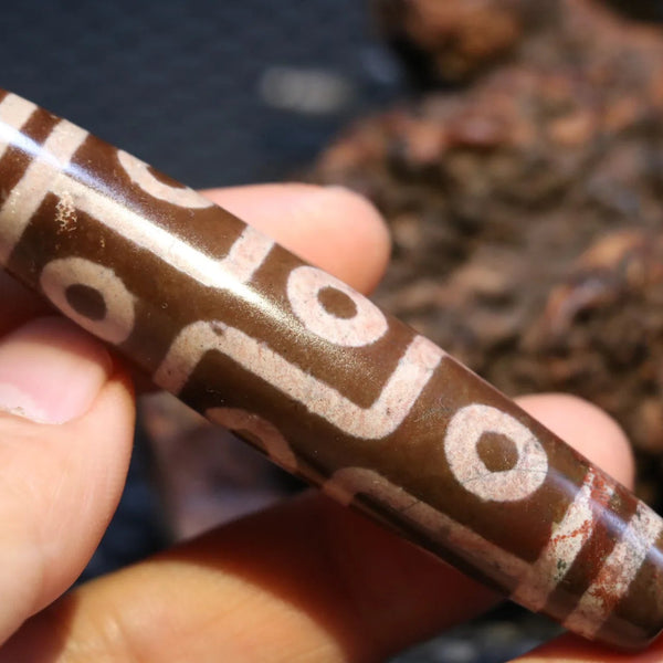 Tibetan Agate Eyes Dzi Bead-ToShay.org