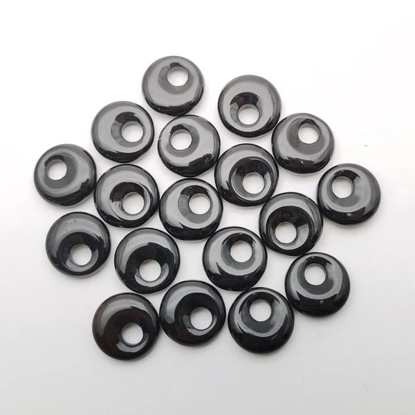 Black Agate Donut Beads-ToShay.org