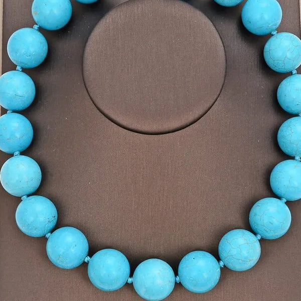 Blue Turquoise Bead Necklace-ToShay.org