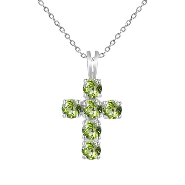 Silver Gemstone Cross Pendant-ToShay.org