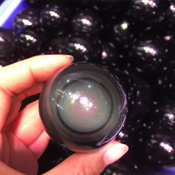 Black Rainbow Eye Obsidian Ball-ToShay.org