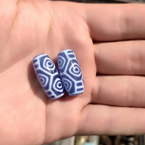Blue Agate Dzi Beads-ToShay.org