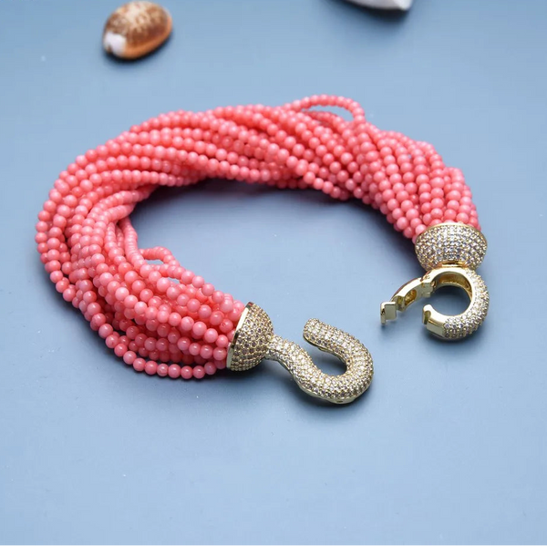 Pink Coral Beads Bracelet-ToShay.org