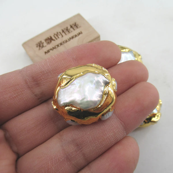 White Pearl Bezel Beads-ToShay.org