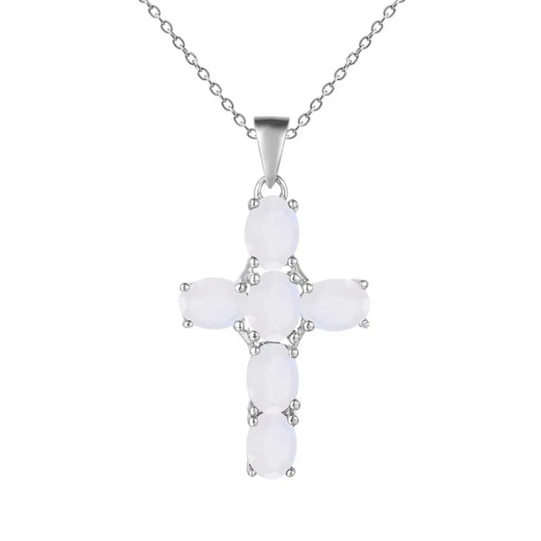 Silver Cross Gemstone Pendant-ToShay.org