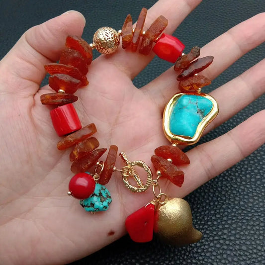 Red Coral Charm Bracelet-ToShay.org