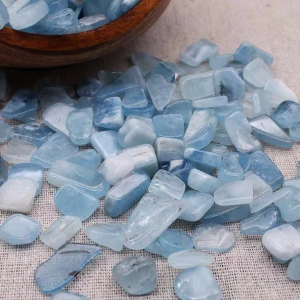 Blue Aquamarine Tumbled Stones-ToShay.org