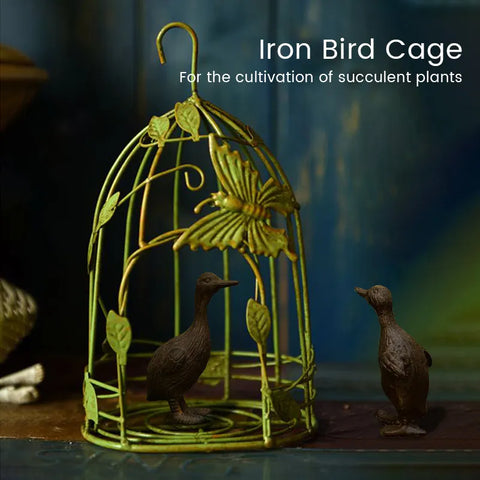 Green Birdcage Iron Art Planter-ToShay.org