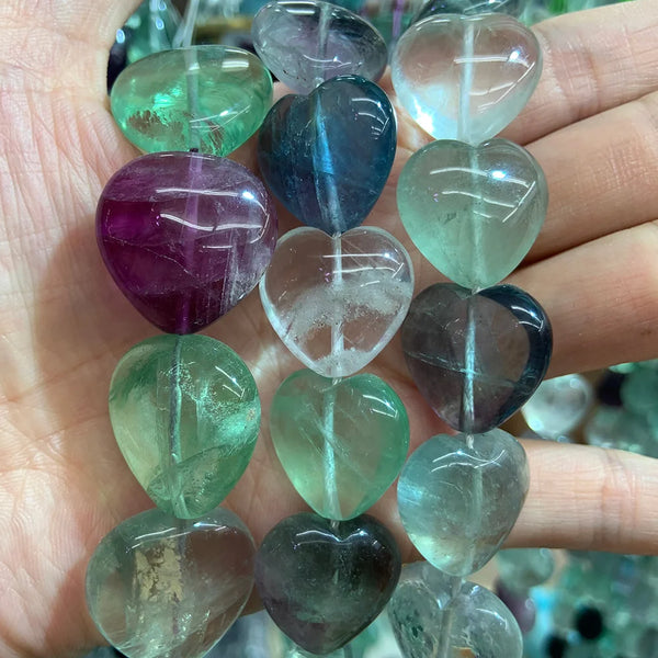 Green Fluorite Heart Beads-ToShay.org