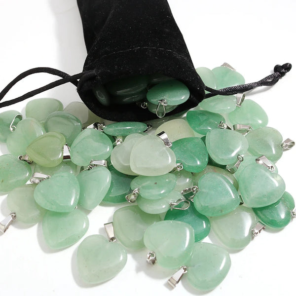 Green Aventurine Heart Pendants-ToShay.org