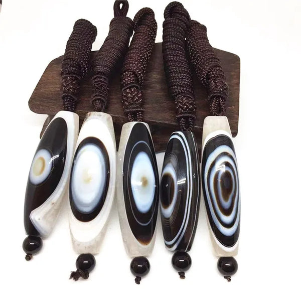 White Black Agate Eye DZI Bead-ToShay.org