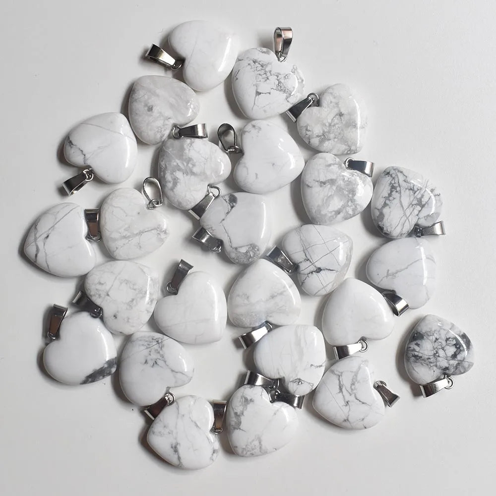 Mixed Agate Heart Pendants-ToShay.org
