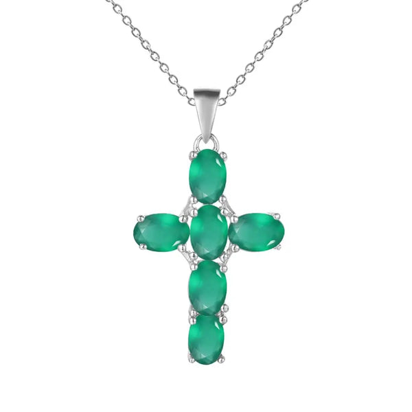 Silver Cross Gemstone Pendant-ToShay.org