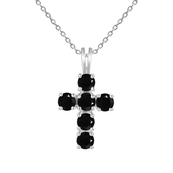 Silver Gemstone Cross Pendant-ToShay.org