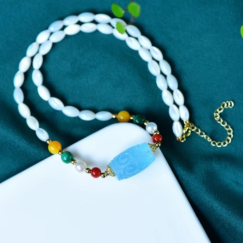 Blue Aquamarine Pendant Necklace-ToShay.org