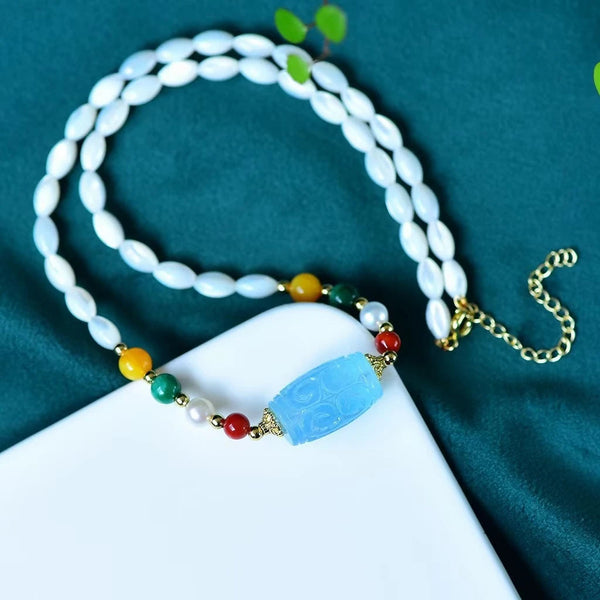 Blue Aquamarine Pendant Necklace-ToShay.org