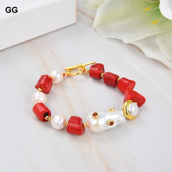 Red Coral Pearl Bracelet-ToShay.org