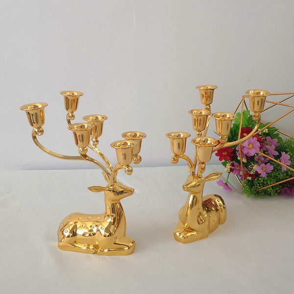 Gold Reindeer Candle Stand-ToShay.org